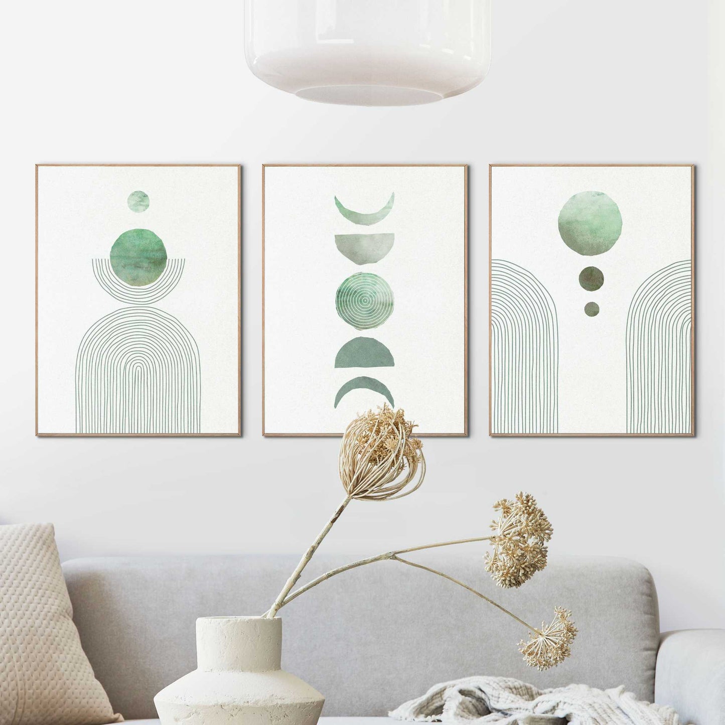 Framed in Wood Green Shapes 40x30