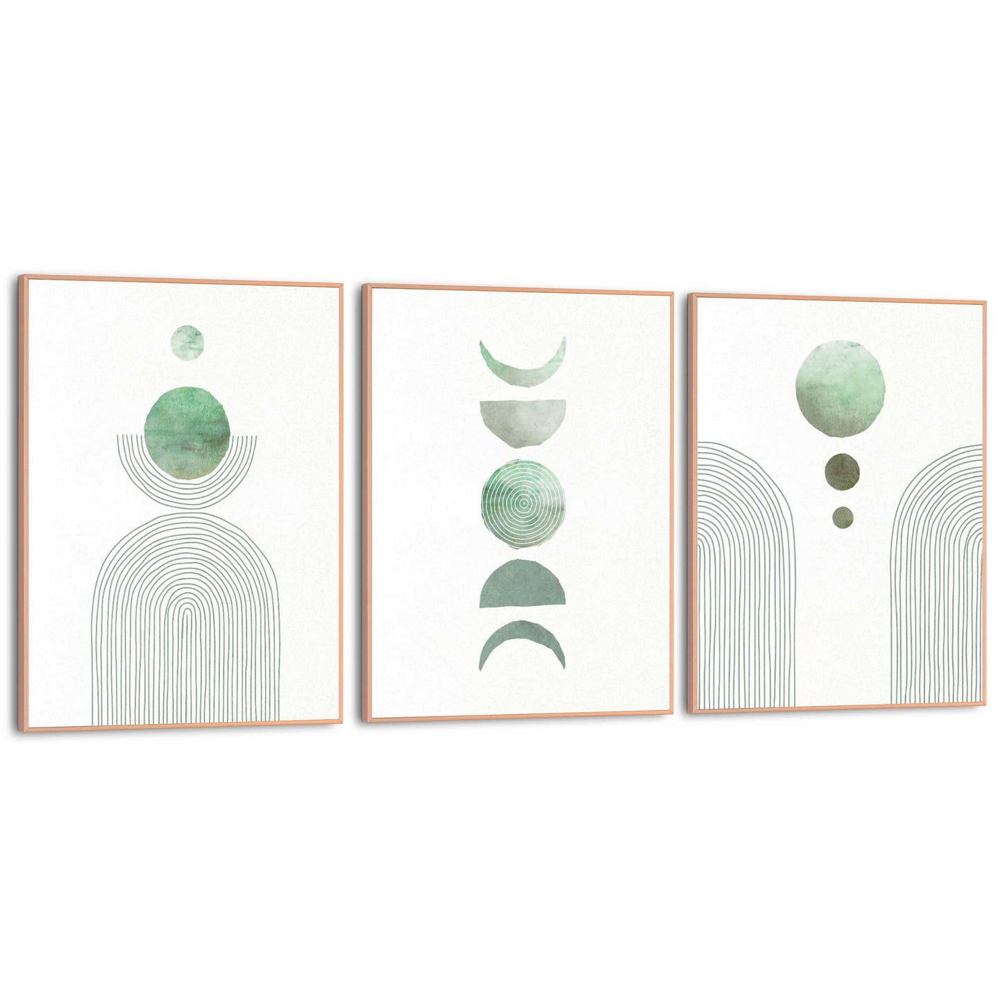 Framed in Wood Green Shapes 40x30