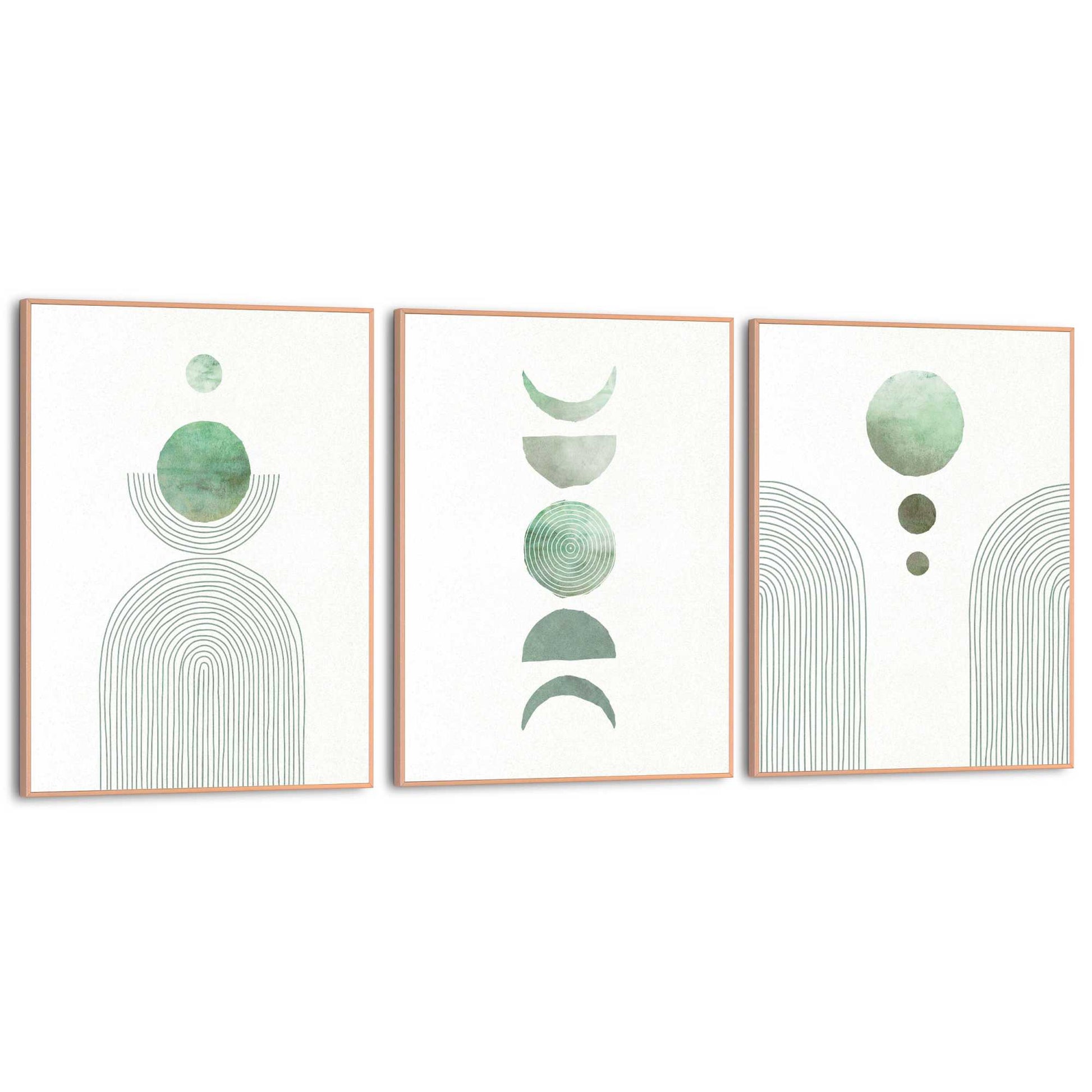 Framed in Wood Green Shapes 40x30
