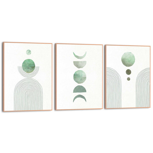 Framed in Wood Green Shapes 40x30