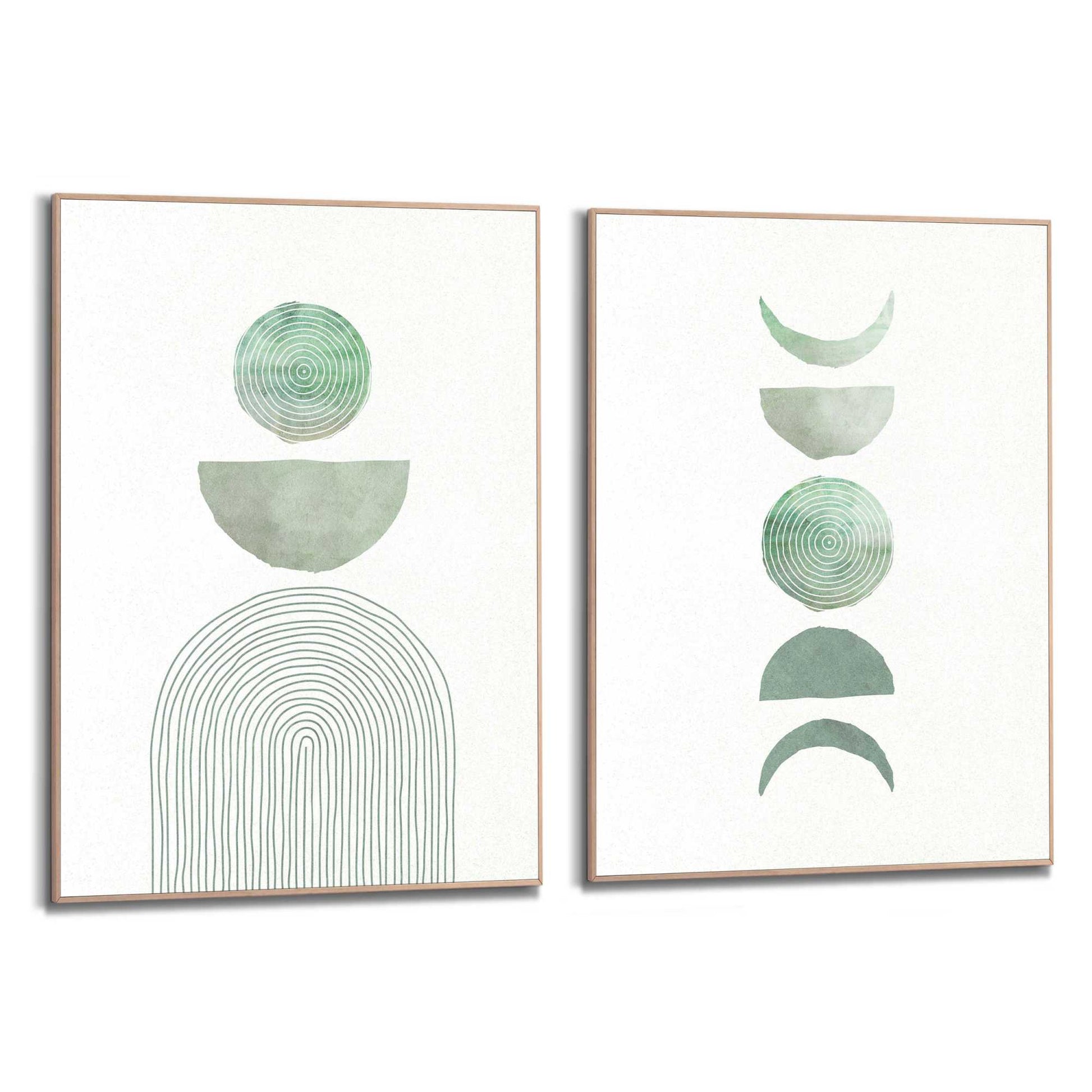 Framed in Wood Green Abstract 70x50