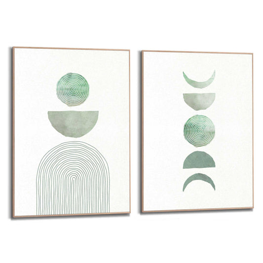 Framed in Wood Green Abstract 70x50