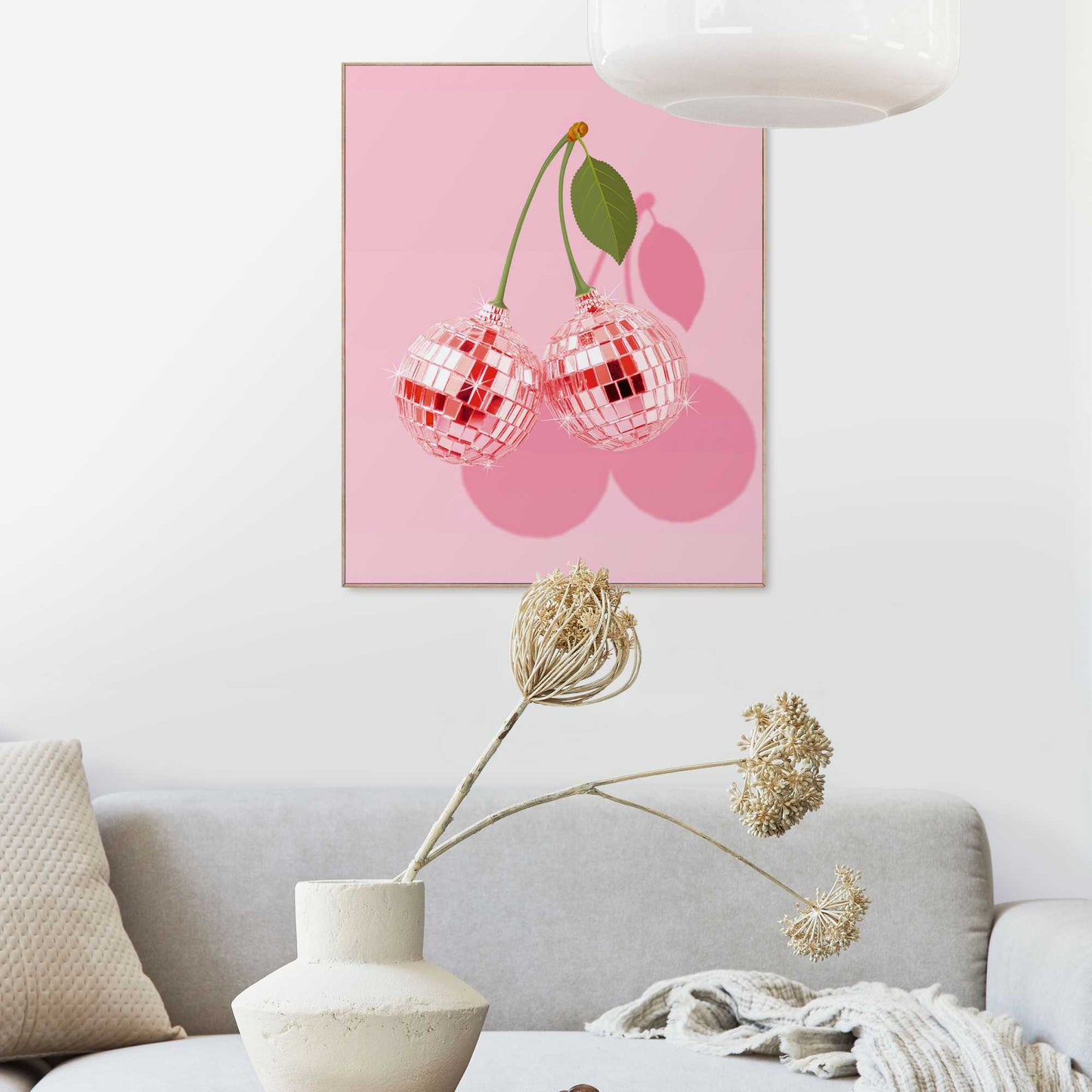 Framed in Wood Glitter Bal Cherries 50x40