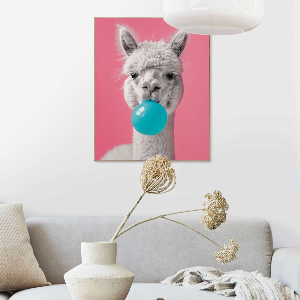 Framed in Wood Alpaca Bubblegum 50x40