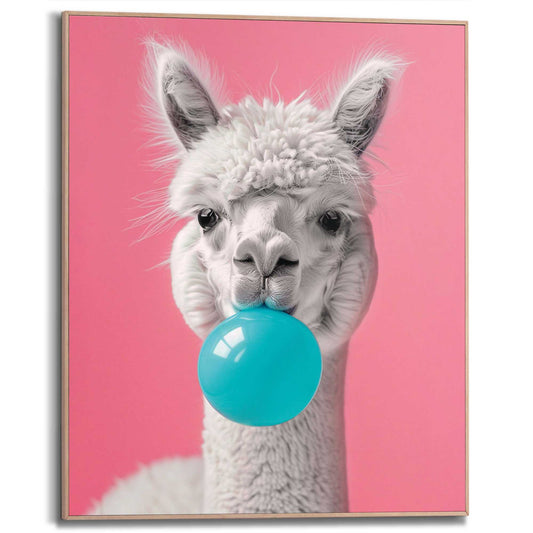 Framed in Wood Alpaca Bubblegum 50x40