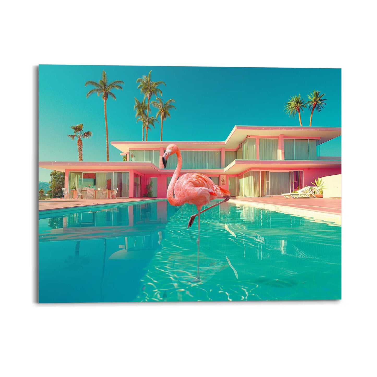 Glass Palm Spring Flamingo 49x40
