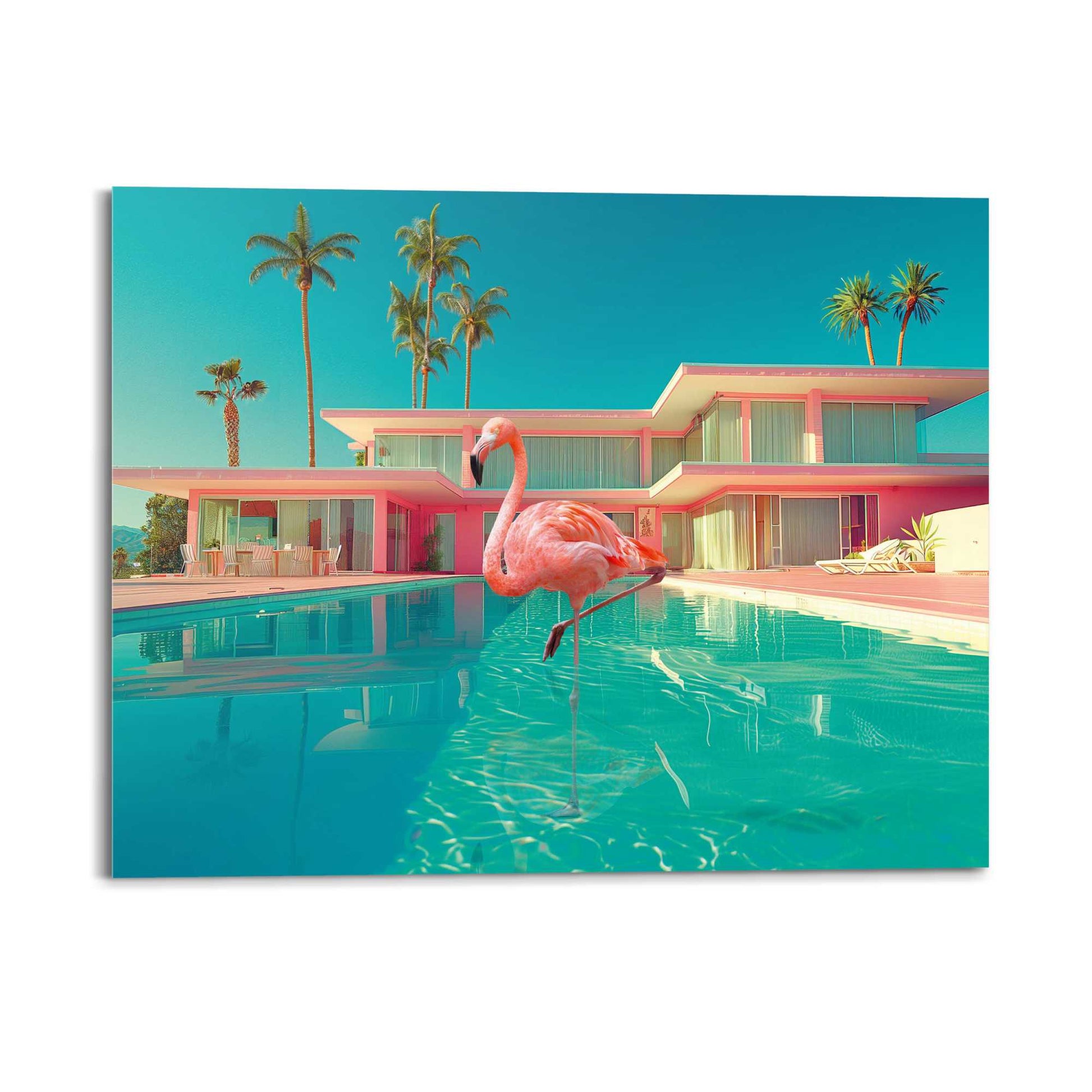Glass Palm Spring Flamingo 49x40