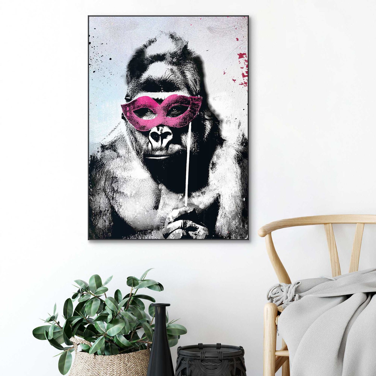 Framed in Black Gorilla Pink Mask 70x50