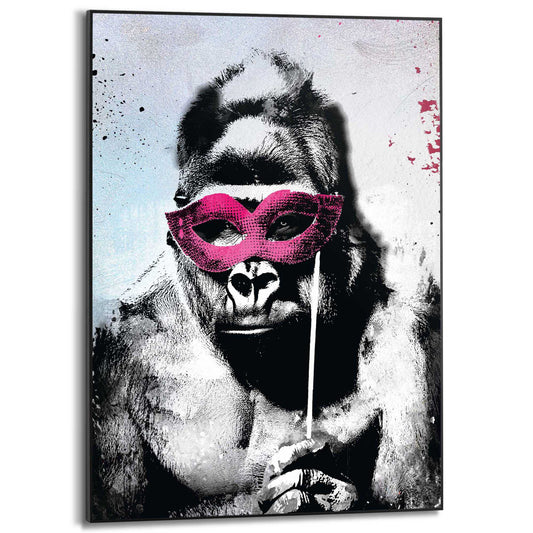 Framed in Black Gorilla Pink Mask 70x50