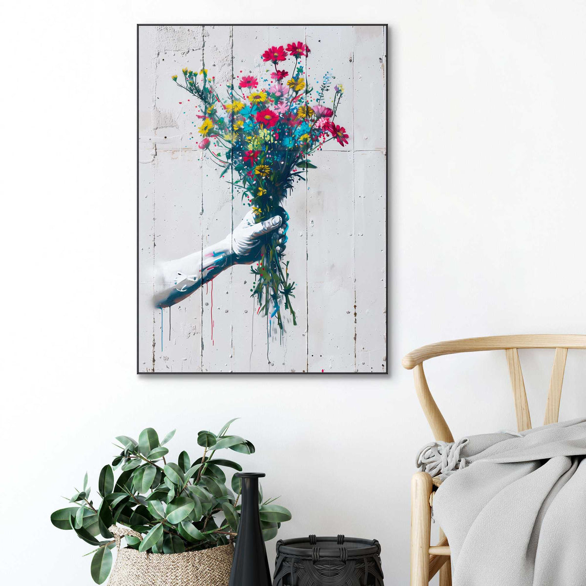 Framed in Black Bunch of flowers 70x50