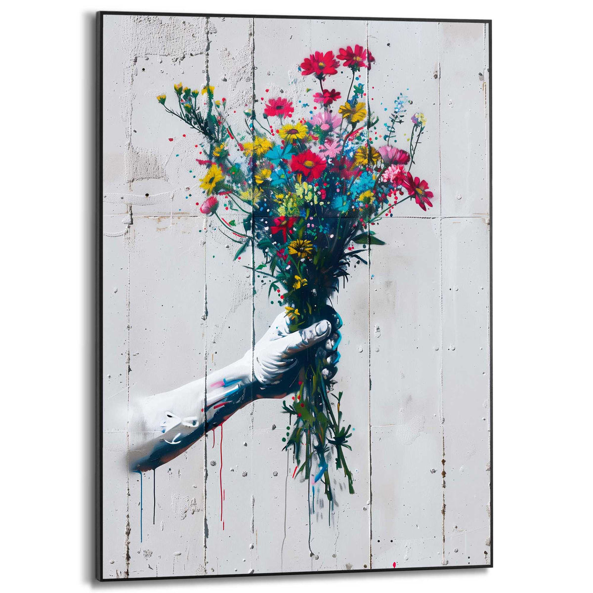 Framed in Black Bunch of flowers 70x50