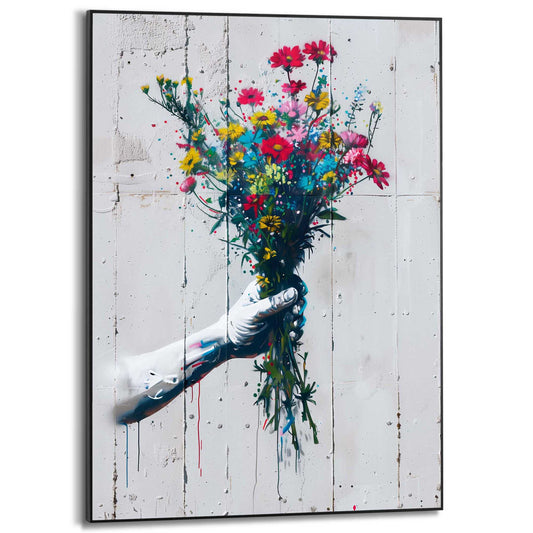 Framed in Black Bunch of flowers 70x50