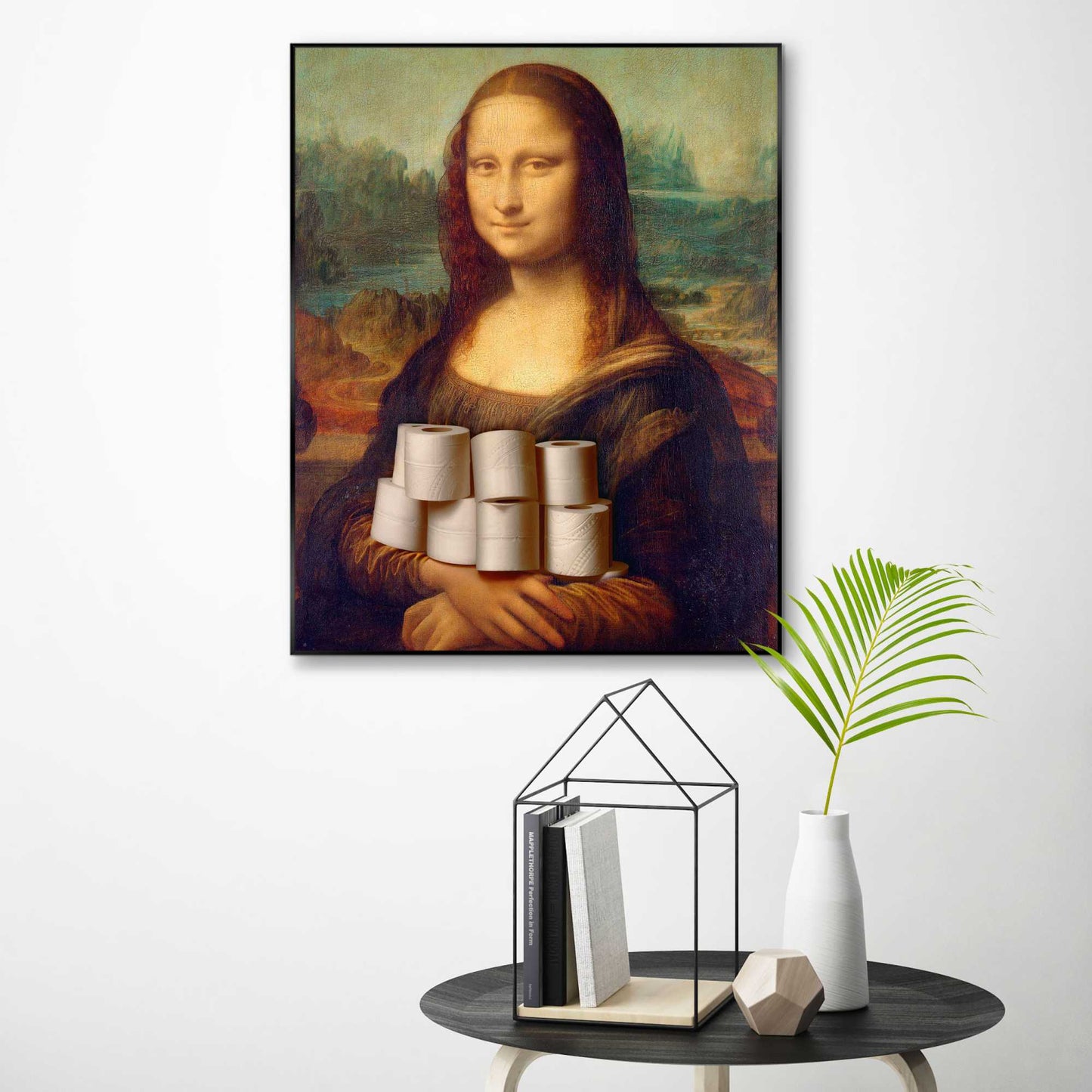 Framed in Black Toilet Mona Lisa 50x40
