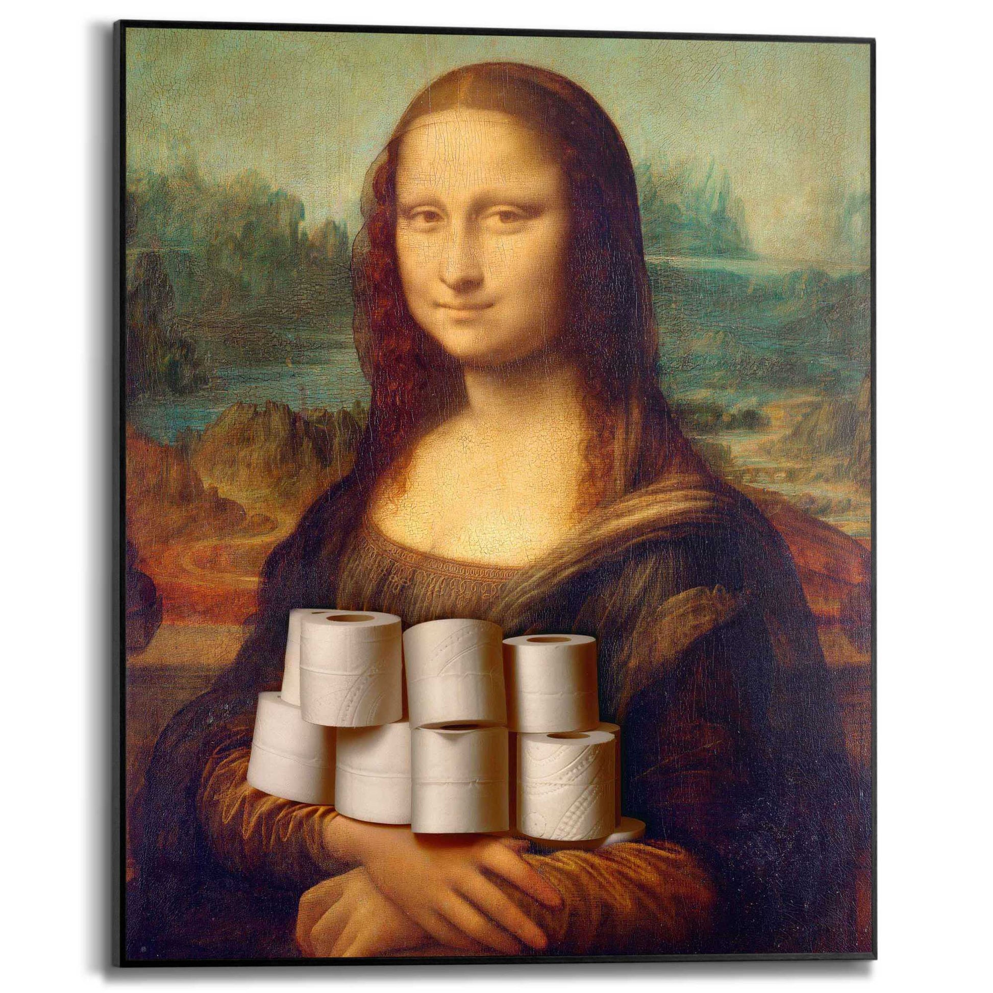 Framed in Black Toilet Mona Lisa 50x40