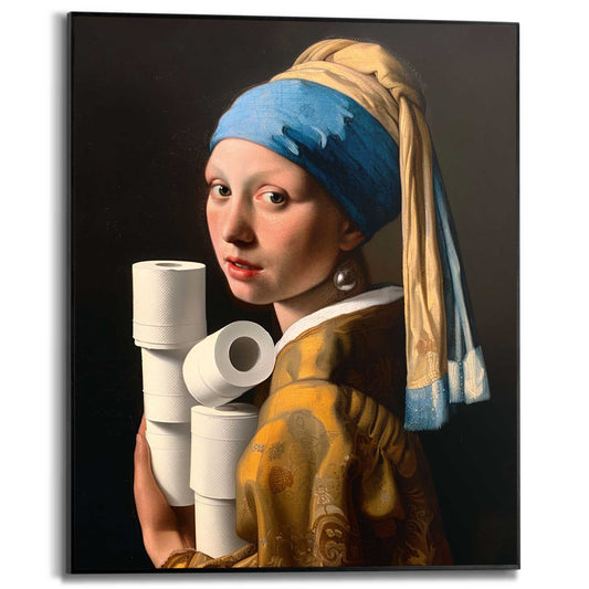 Framed in Black Toilet Pearl Girl 50x40
