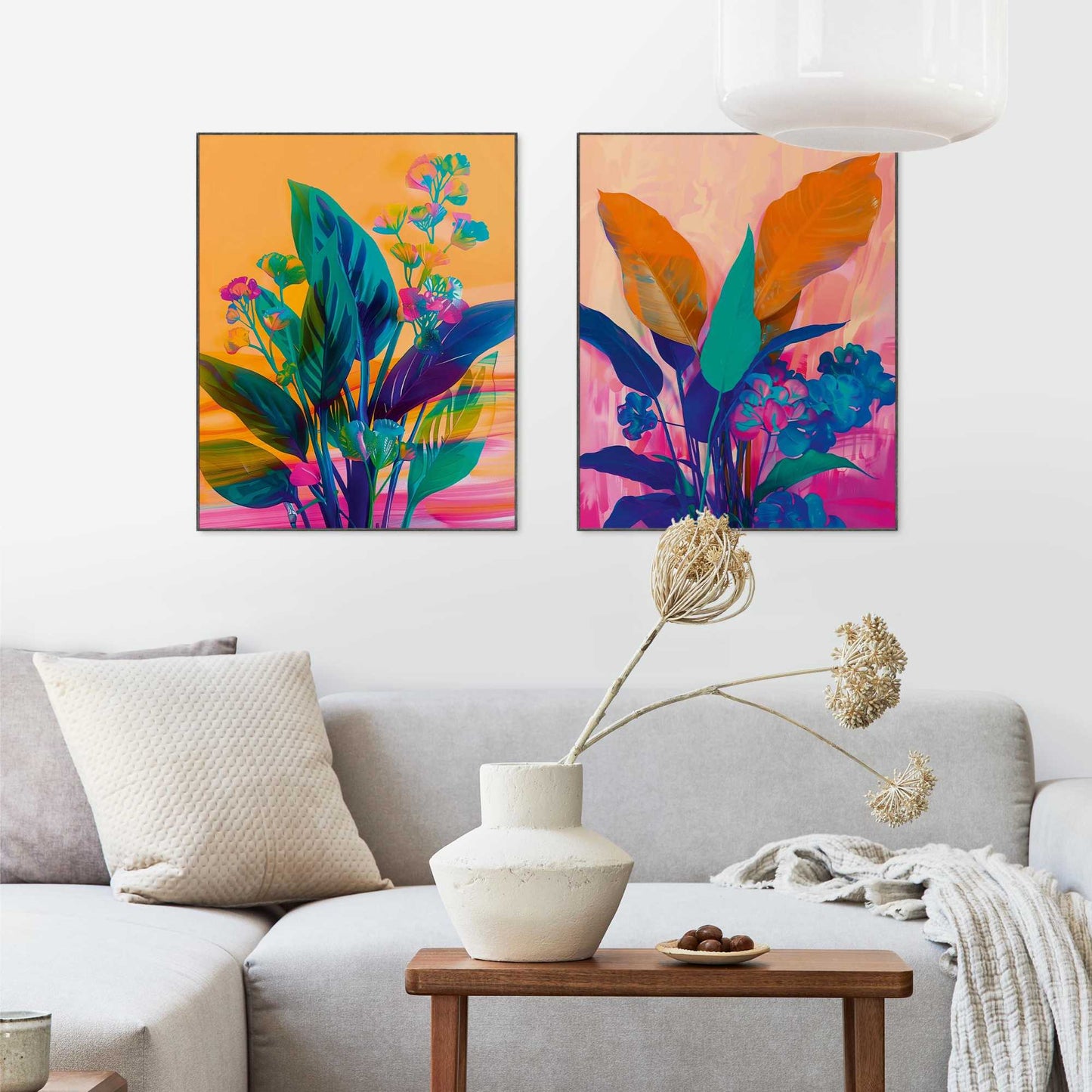 Framed in Black Vibrant Flowers 50x40