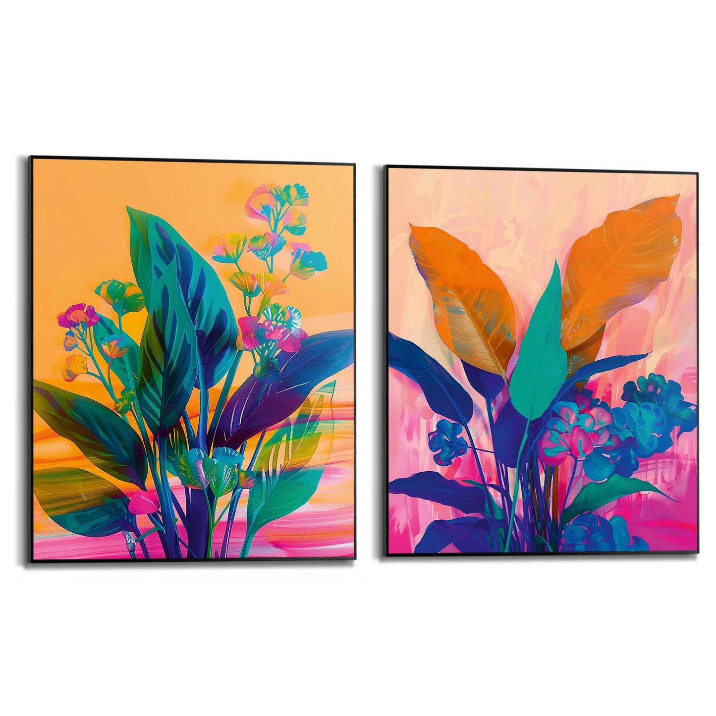 Framed in Black Vibrant Flowers 50x40