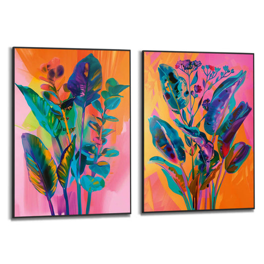 Framed in Black Vibrant Flowers 70x50