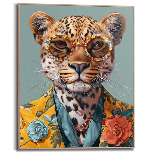 Framed in Wood Dressed Cat 50x40