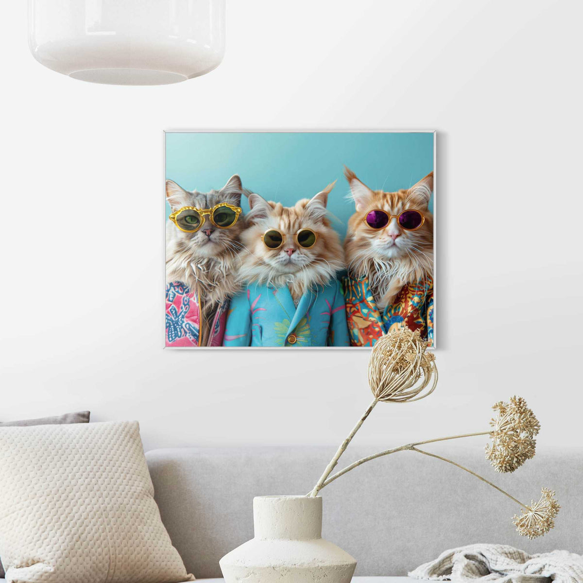Framed in White Cat Band 40x50