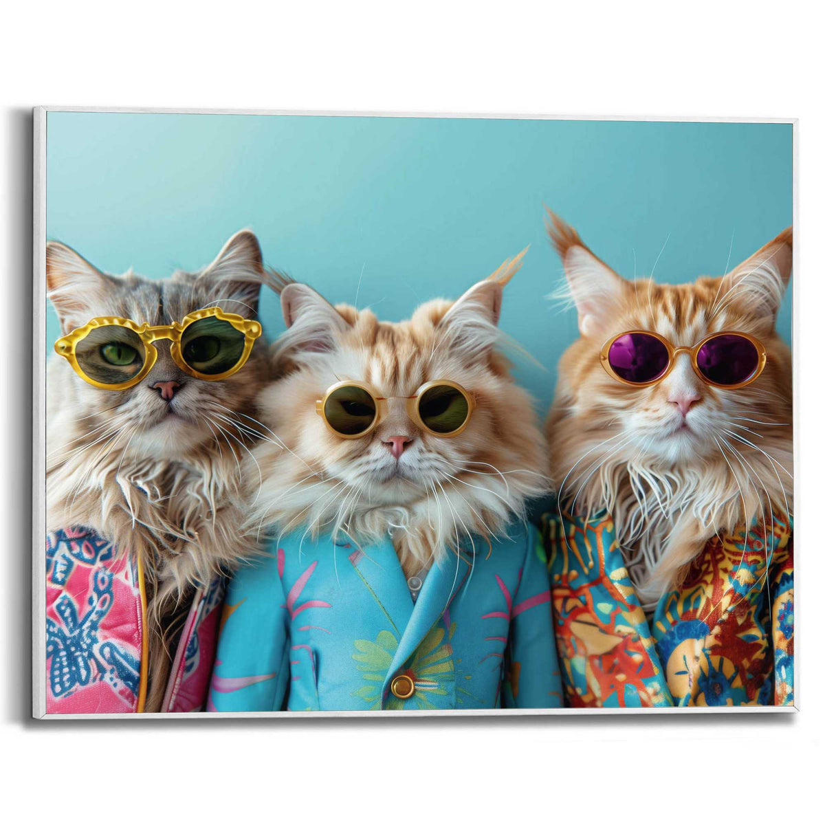 Framed in White Cat Band 40x50