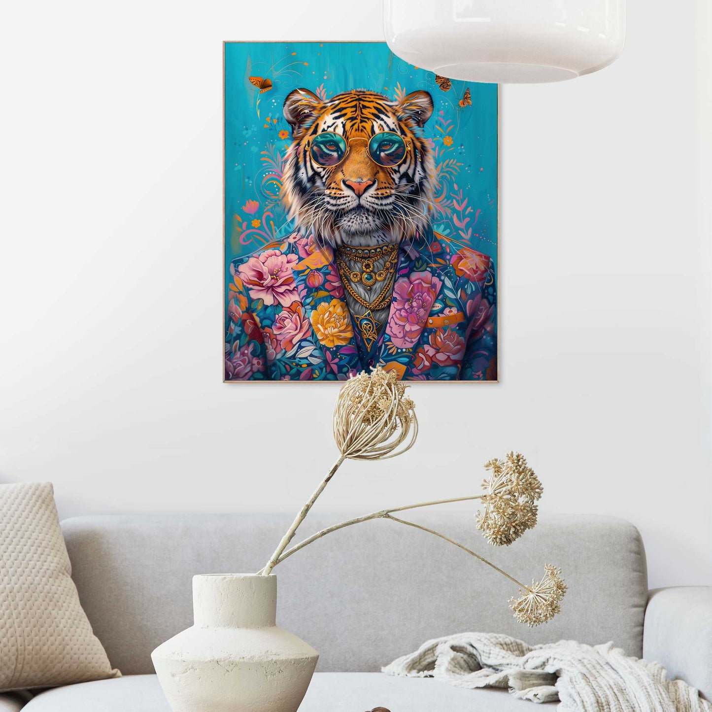 Framed in Wood Dandy Floral Tiger 50x40