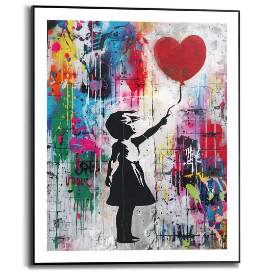 Framed in Black Concrete Balloon Girl 50x40