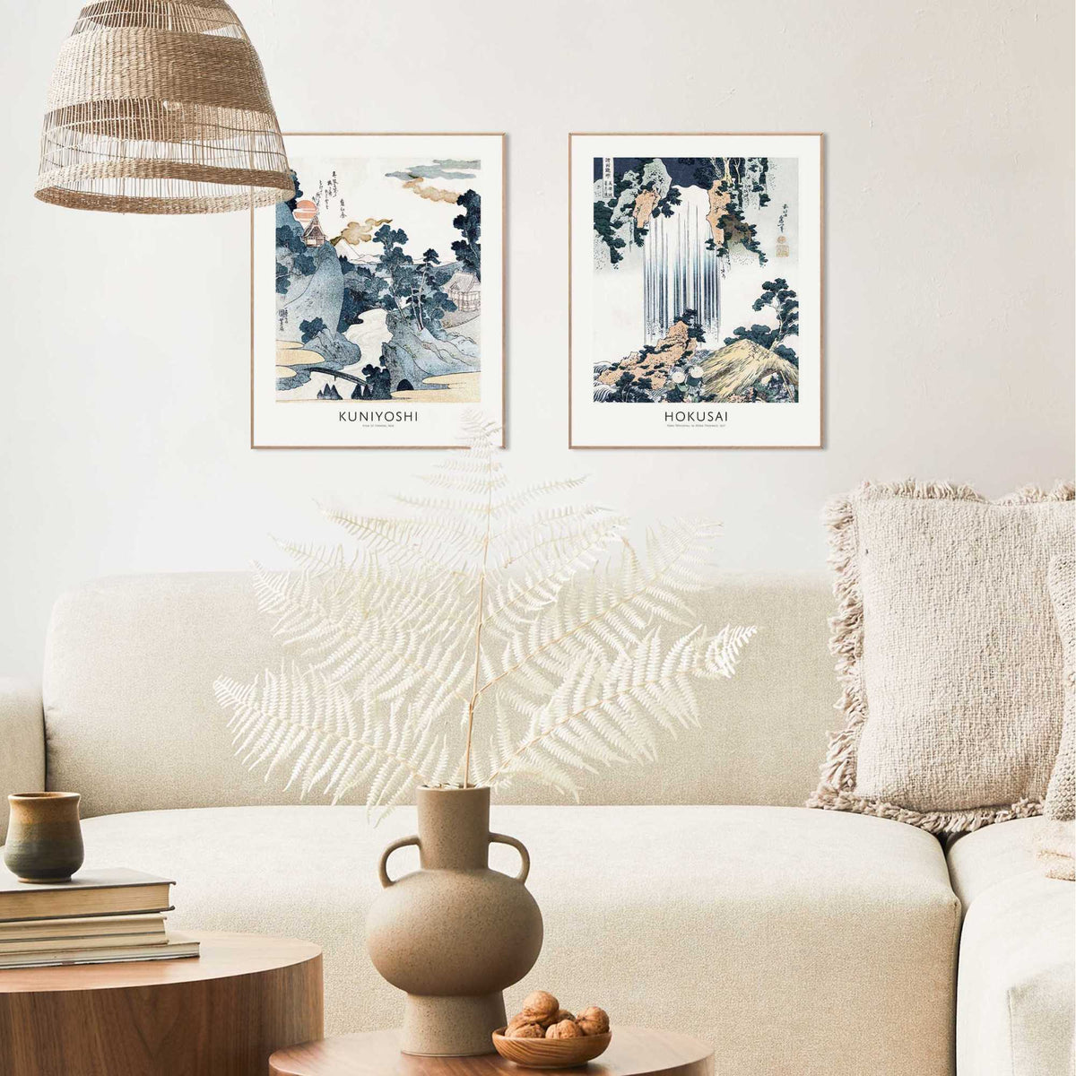 Framed in Wood Hokusai Duo 40x50
