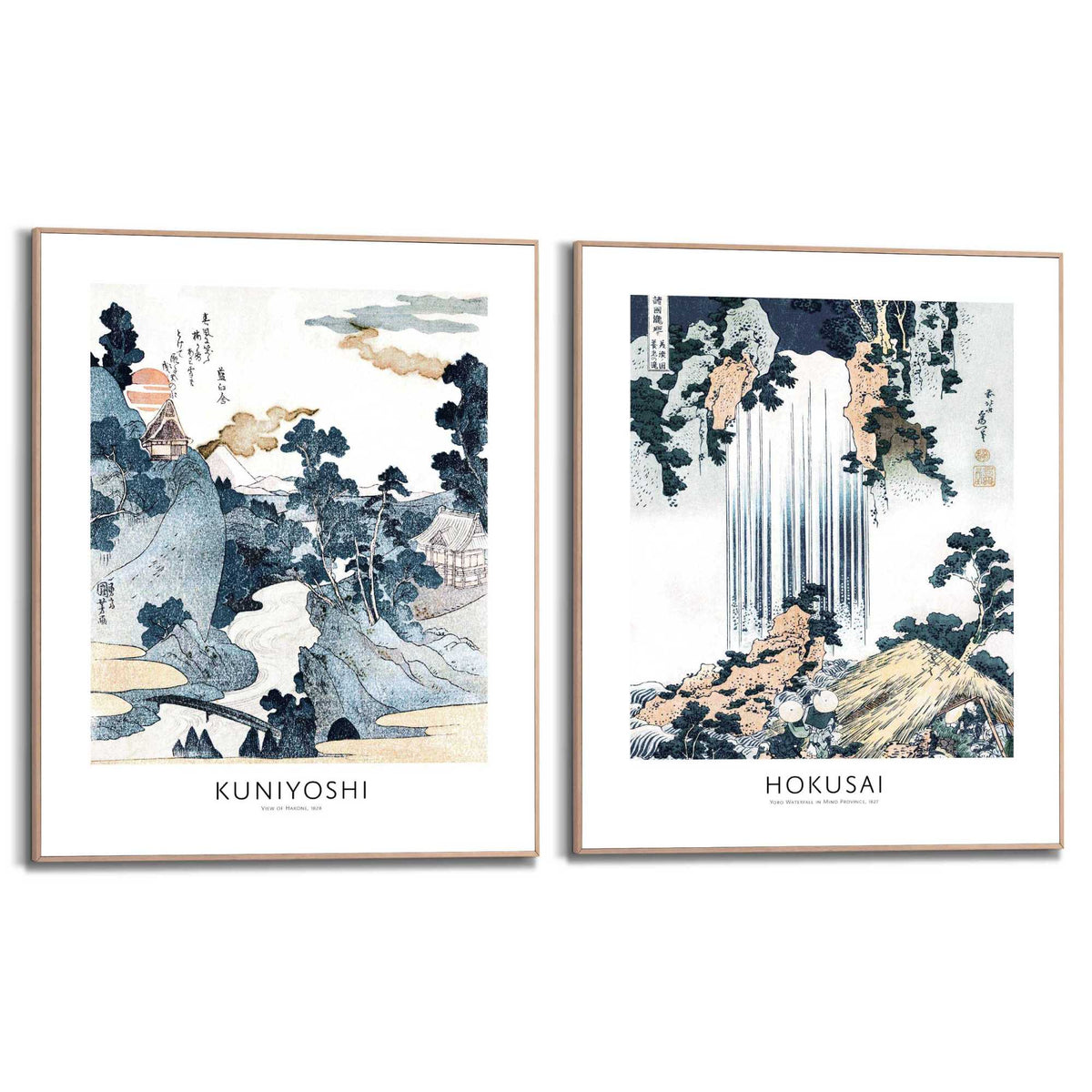 Framed in Wood Hokusai Duo 40x50