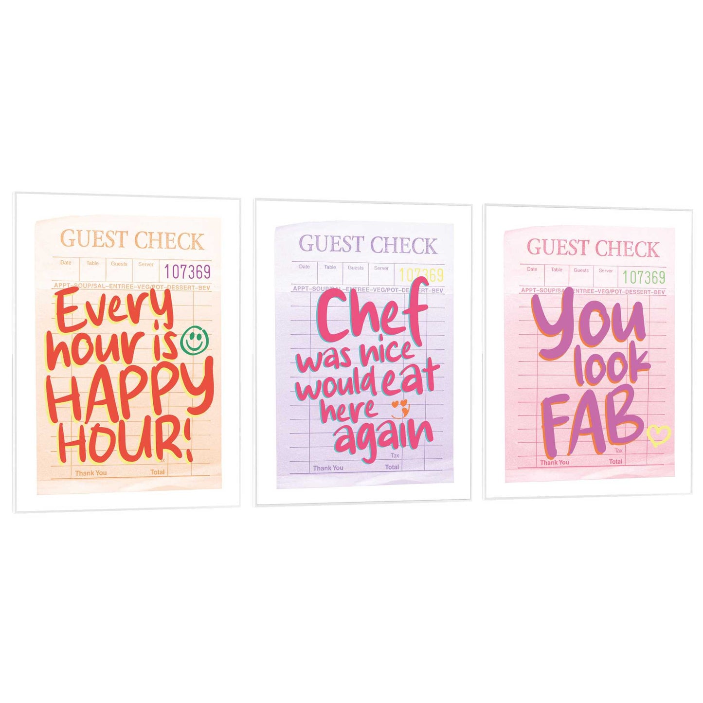 Framed in White Guest Check 40x30