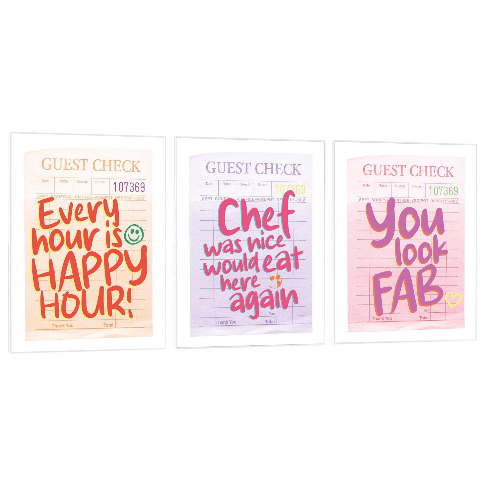 Framed in White Guest Check 40x30