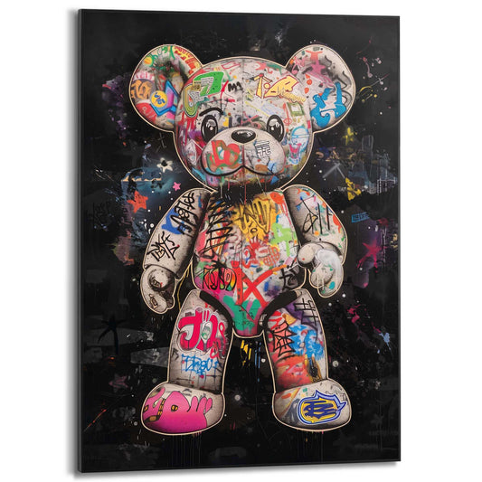 Framed in Black Graffiti Bear 70x50