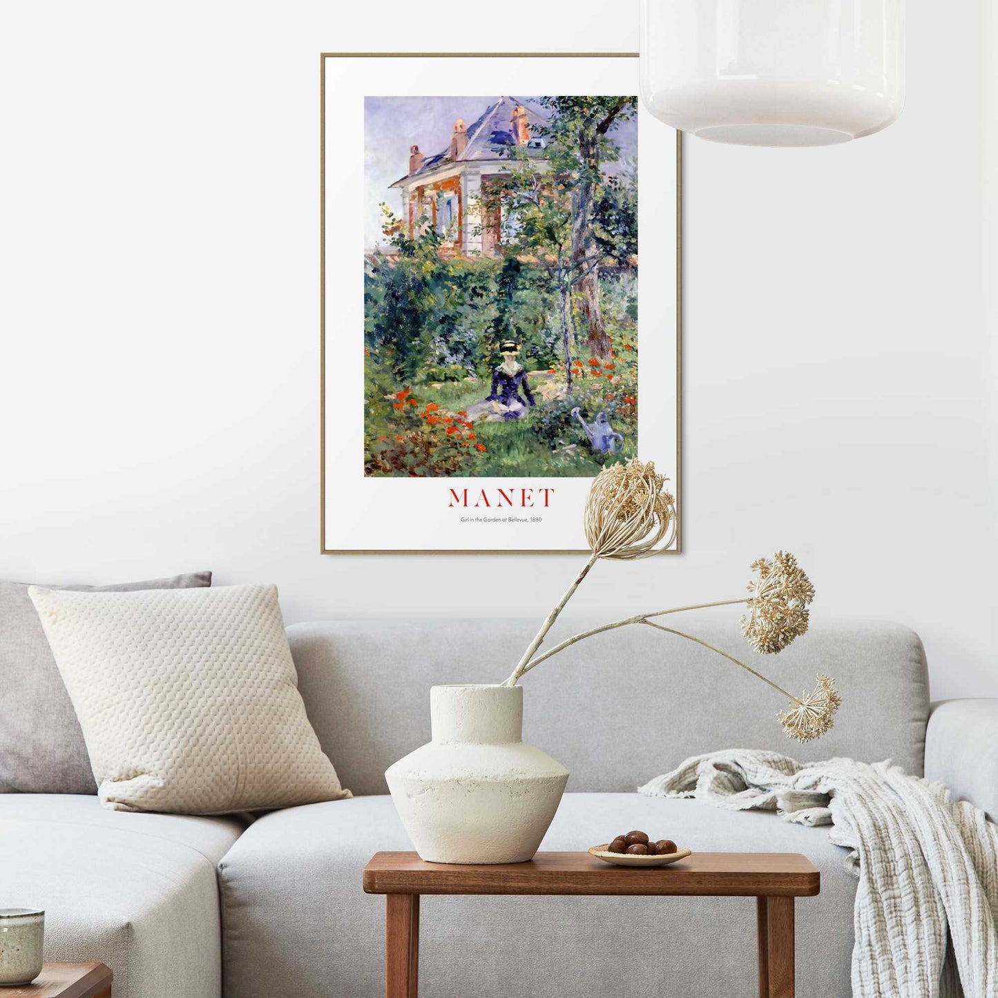 Framed in Wood Manet - Girl in the garden at Bellevue 70x50