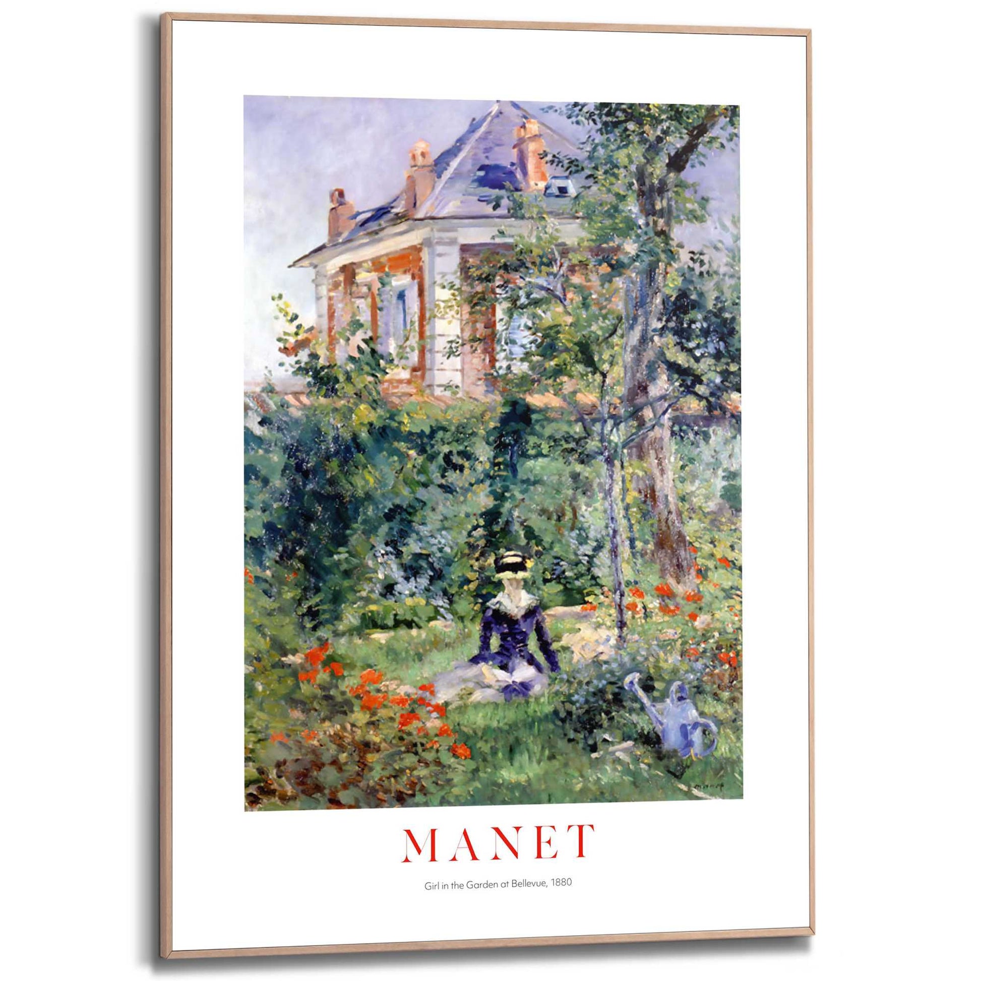 Framed in Wood Manet - Girl in the garden at Bellevue 70x50