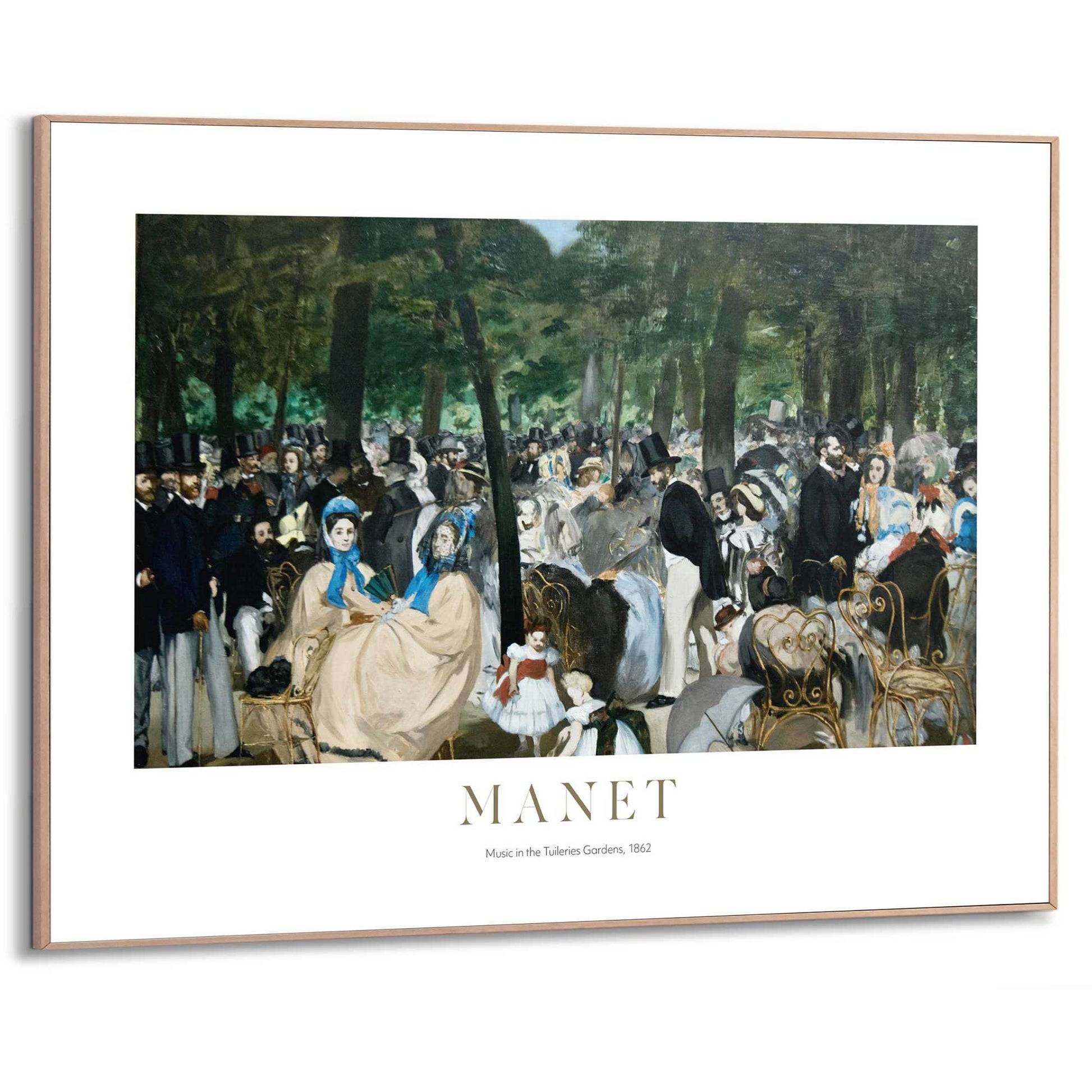 Framed in Wood Manet - Music in the Tuileries gardens 50x70