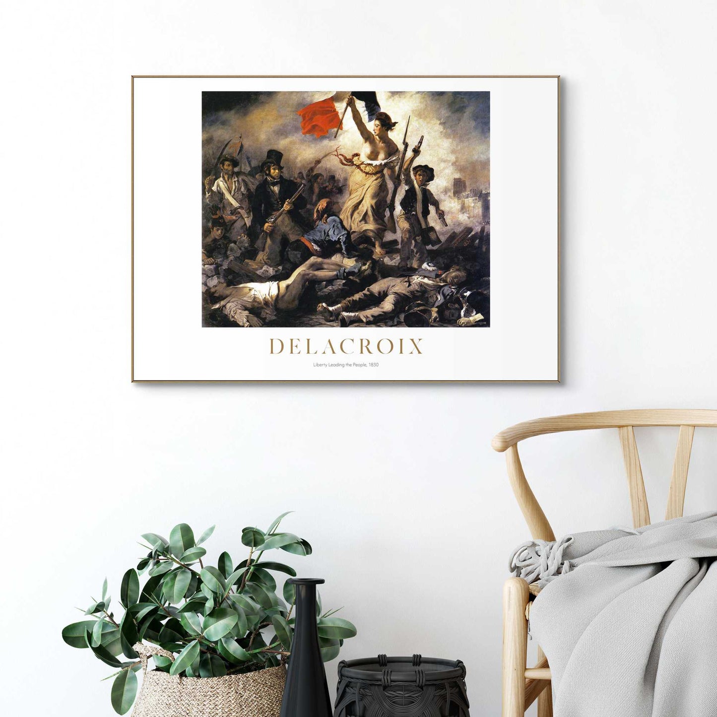 Framed in Wood Eugene Delacroix - liberty leading the people 50x70