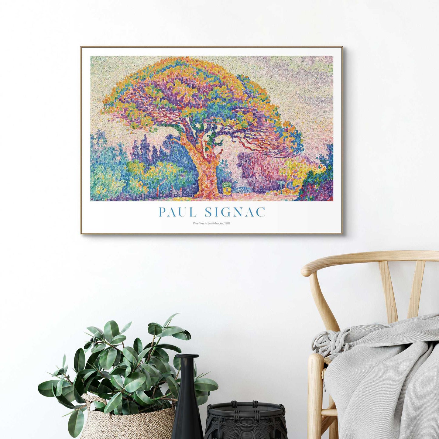 Framed in Wood Paul Signac - pine tree in Saint-Tropez 50x70
