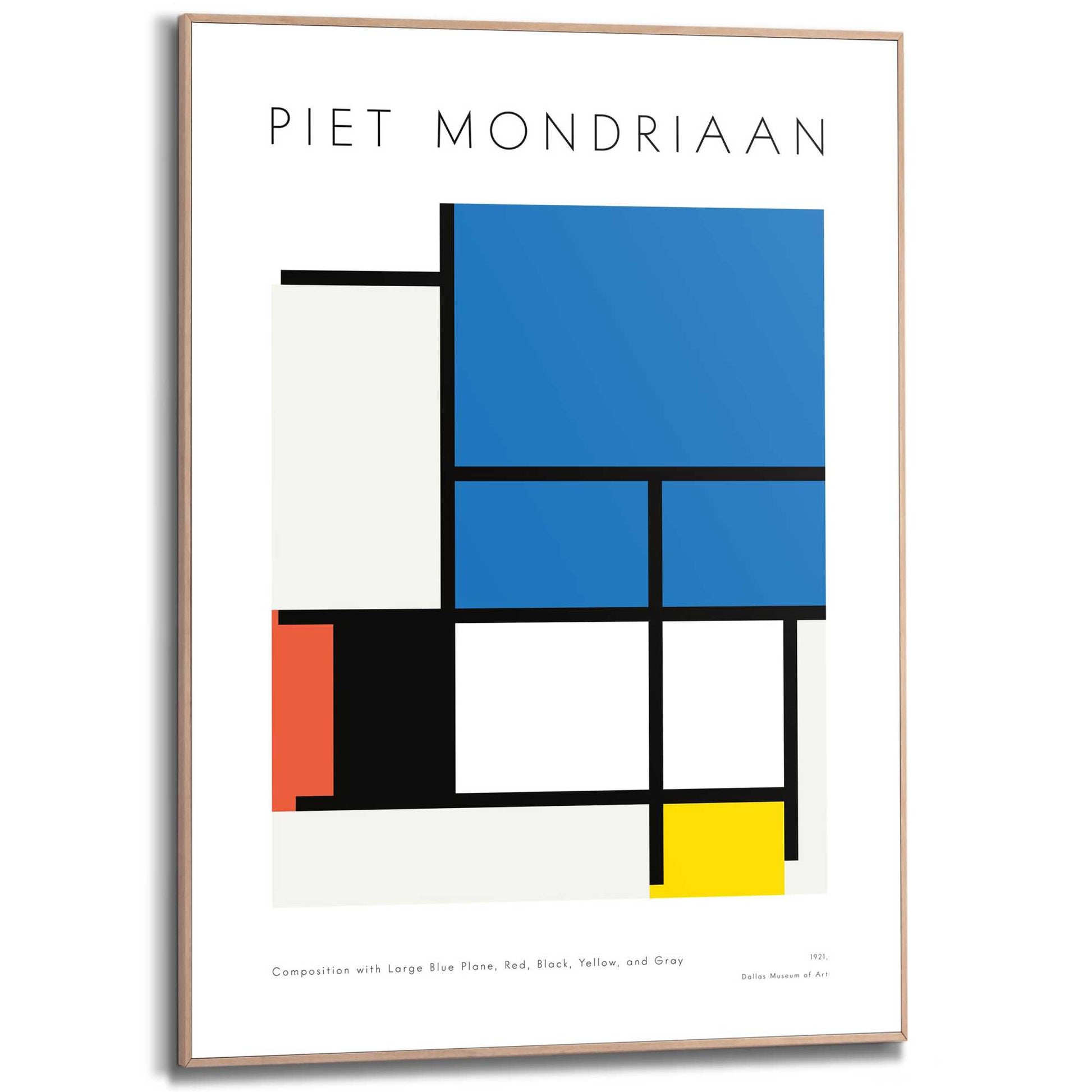 Framed in Wood Mondriaan II - bright colours 70x50