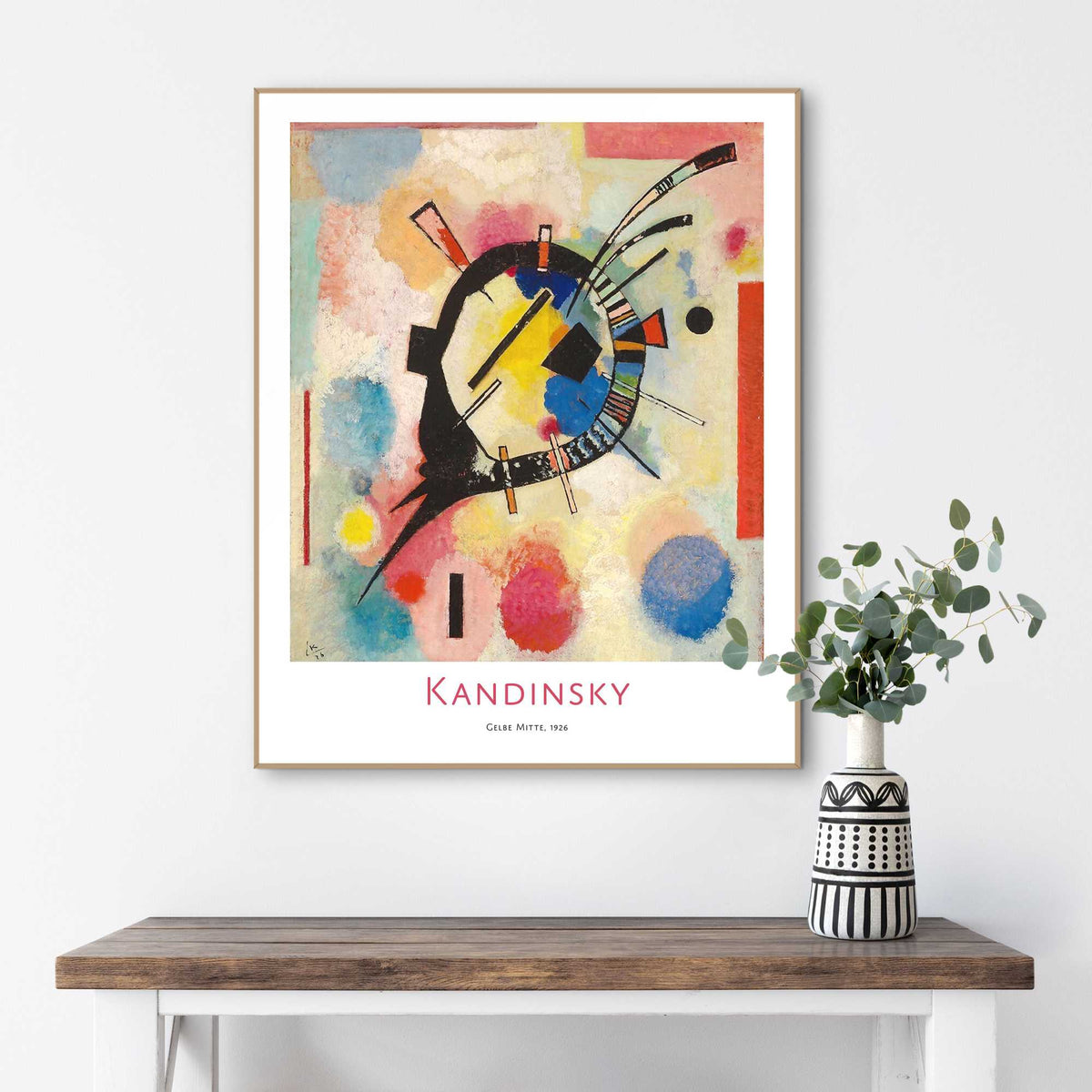 Framed in Wood Wassily Kandinsky - Gelbe Mitte 50x40
