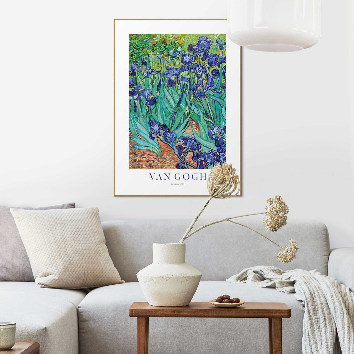 Framed in Wood Van Gogh - Blue Irises 70x50
