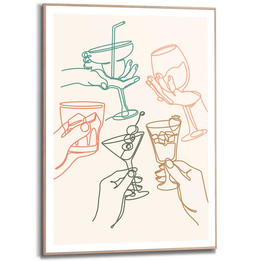 Framed Poster Cheers Glasses 70x50