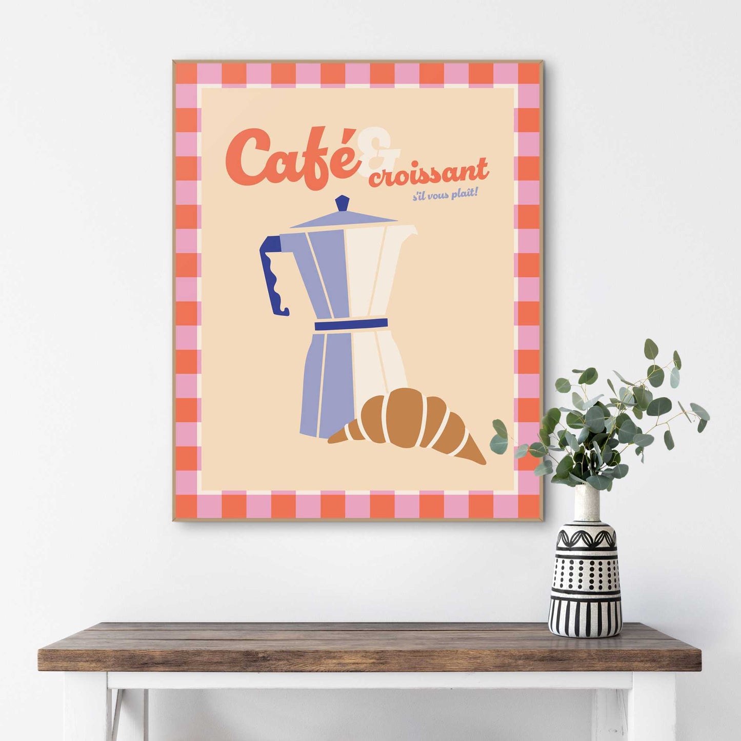 Framed Poster Cafe & Croissant 50x40