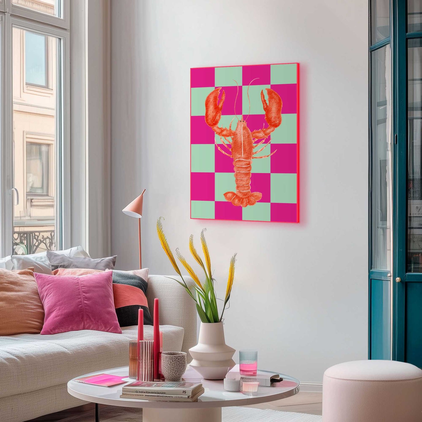 Framed Poster Checkers Lobster 70x50