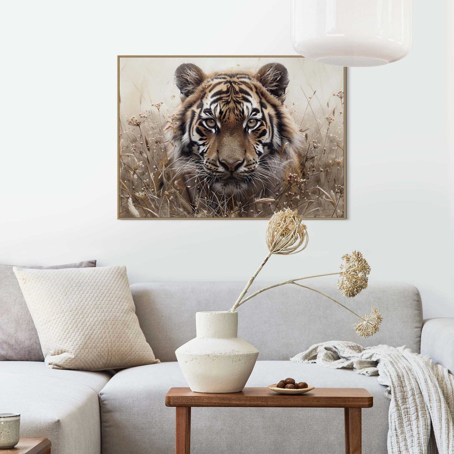 Framed Poster Tiger in Grass 50x70