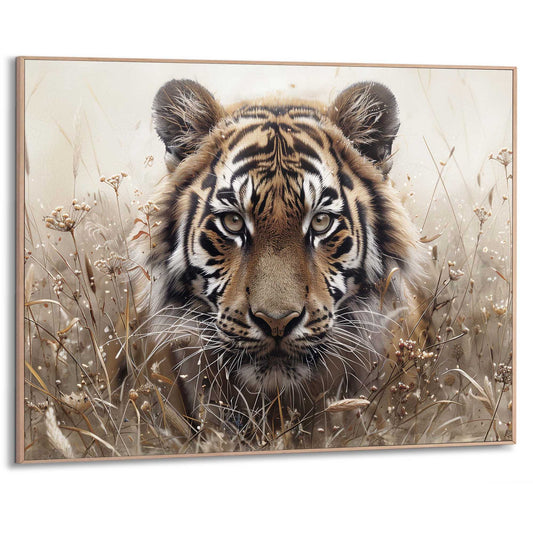 Framed Poster Tiger in Grass 50x70