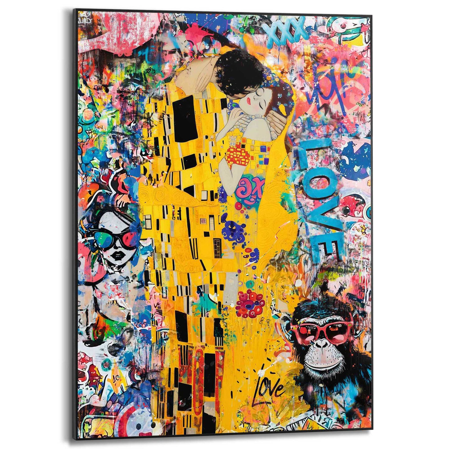 Framed Poster Graffiti Kiss 70x50