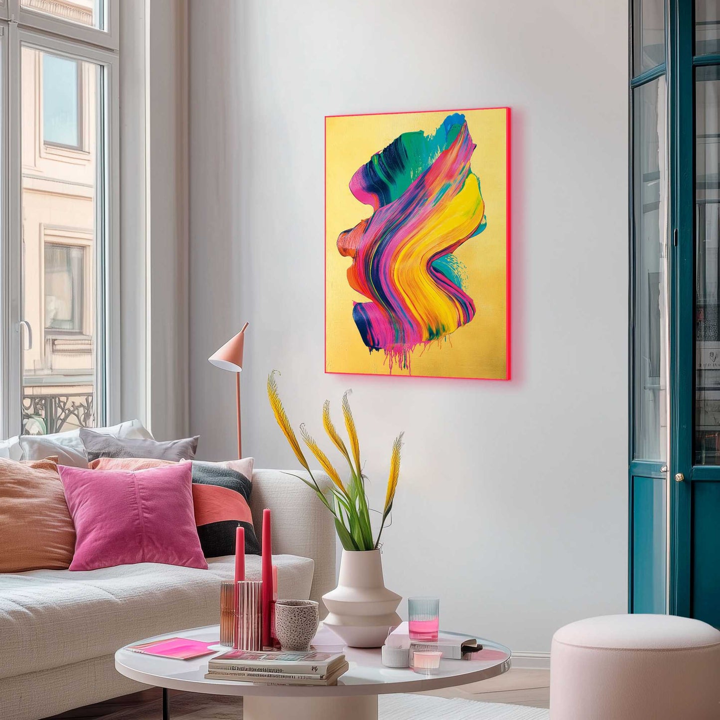 Framed Poster Fluo Abstract Gold I 70x50