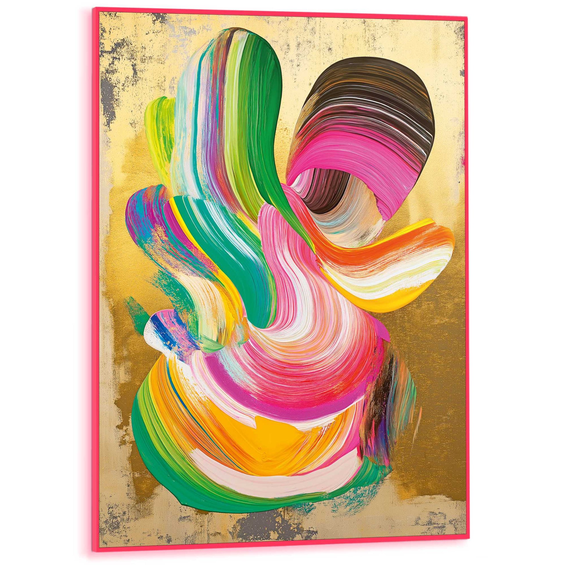 Framed Poster Fluo Abstract Gold II 70x50