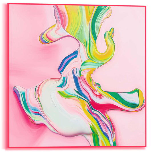 Framed Poster Fluo Abstract - pink I 60x60