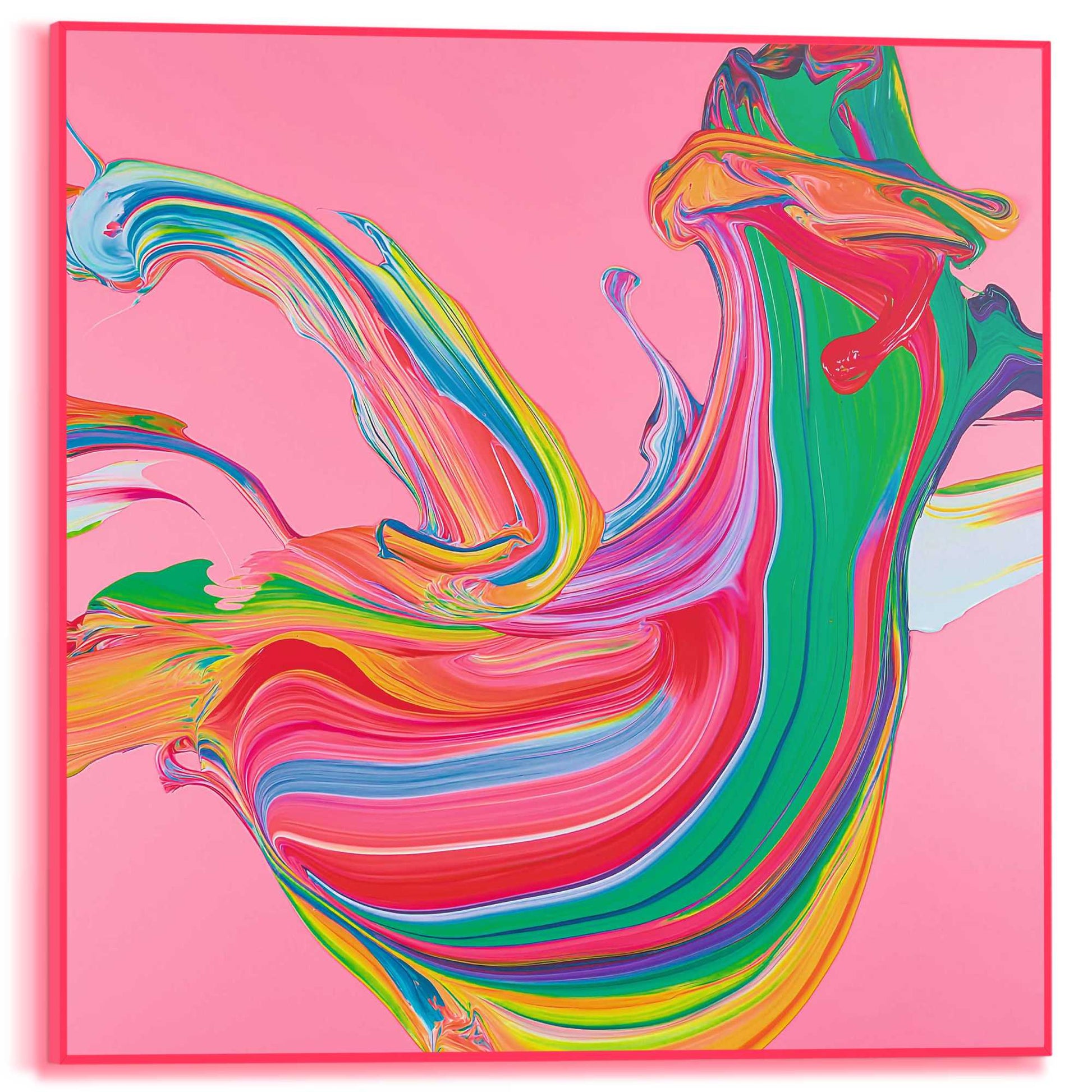 Framed Poster Fluo Abstract - pink II 60x60